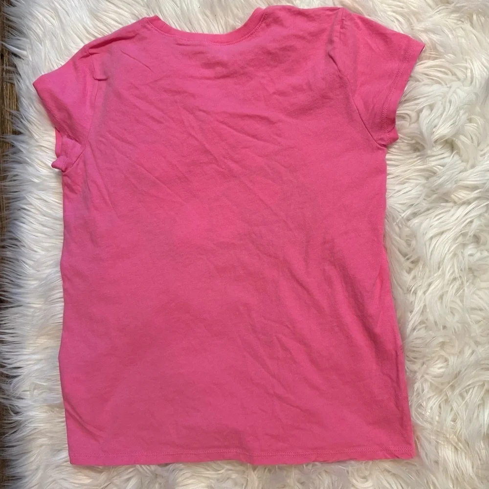 Girls Pink Floral Love Graphic Tee Size‎ L 10/12 Short Sleeve Cotton Top
